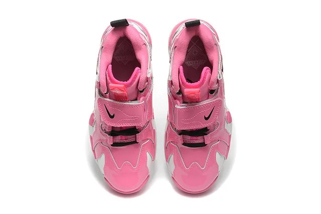 Nike Pink White High-Top Dual-Strap Closure Basketball Shoes 2