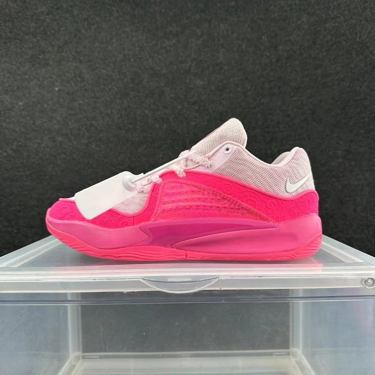 Nike Pink White Low-Top Silhouette Embossed Synthetic Overlay Basketball Shoes 2