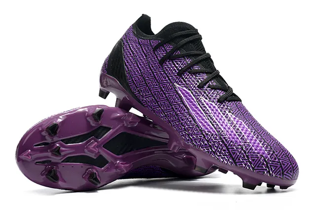 Nike Purple Black Geometric-Patterned Synthetic Upper Low-Cut Ankle Design Firm-Ground Soccer Shoes 4