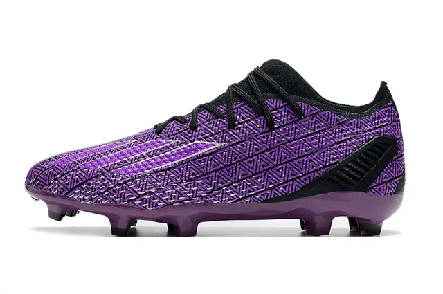 Nike Purple Black Geometric-Patterned Synthetic Upper Low-Cut Ankle Design Firm-Ground Soccer Shoes 7