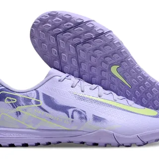 Nike Purple Green Low-Cut Synthetic Mesh Upper Turf Soccer Shoes