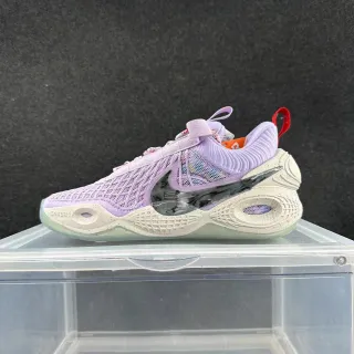 Nike बैंगनी सफेद बुनाई जाली ऊपरी पारदर्शी Swoosh ओवरले बास्केटबॉल जूते