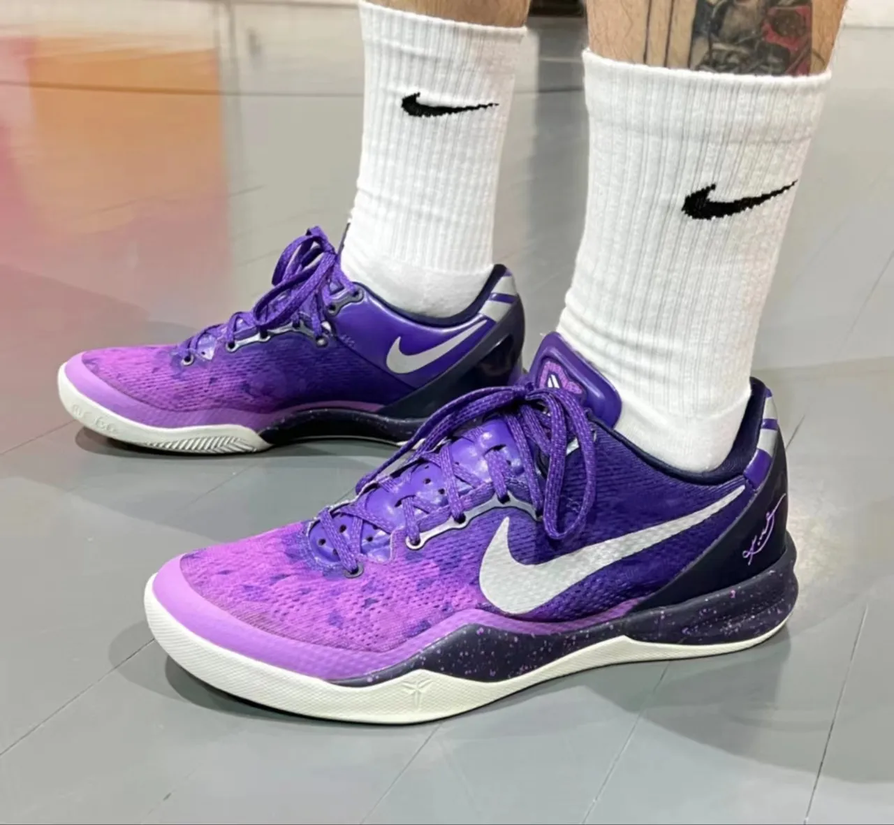 Nike Purple White Knit Upper Speckled Basketball Shoes 3