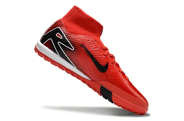Nike Rouge Noir Haut-Coupé Collet Ajuste Synthétique Texturé Supérieur Chaussures de Football Indoor 2