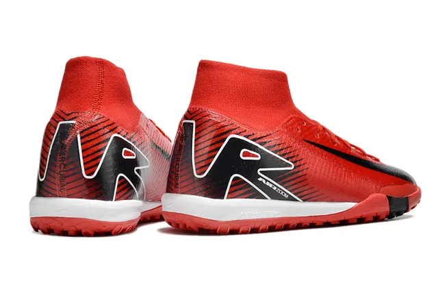 Nike Rouge Noir Haut-Coupé Collet Ajuste Synthétique Texturé Supérieur Chaussures de Football Indoor 5