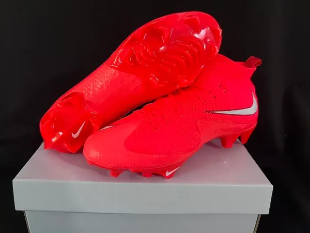 Nike Chuteira de Futebol Vermelho Prata Alto Corte Upper de Malha Sistema de Cadarço Integrado para Gramado Firme 7