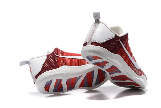 Nike Red White Knit Upper Low-Top Basketball Shoes 2