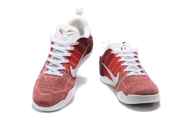 Nike Red White Knit Upper Low-Top Basketball Shoes 3