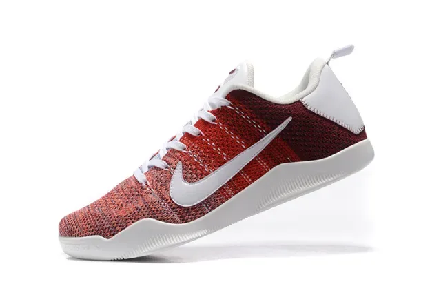 Nike Red White Knit Upper Low-Top Basketball Shoes 4