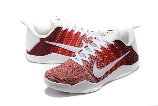 Nike Red White Knit Upper Low-Top Basketball Shoes 5