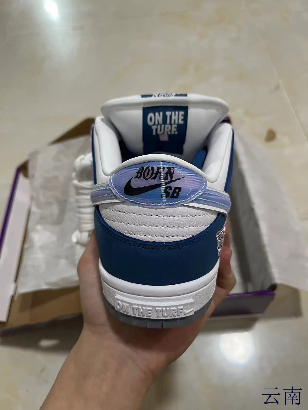 Nike SB Dunk Low Navy White Iridescent Swoosh حذاء تزلج 8