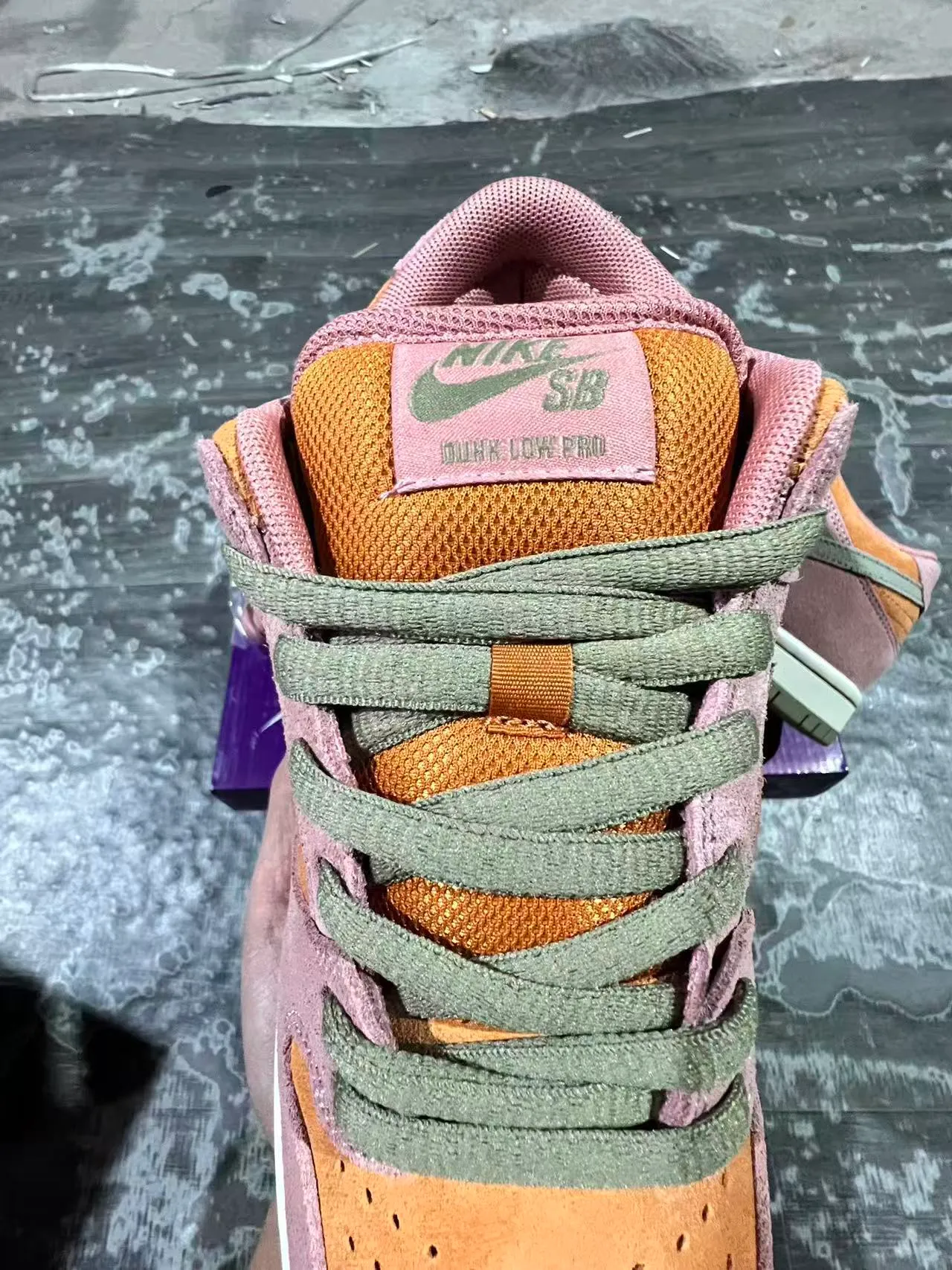 Nike SB Dunk Low Pink Orange Olive Skateboard Shoes 5
