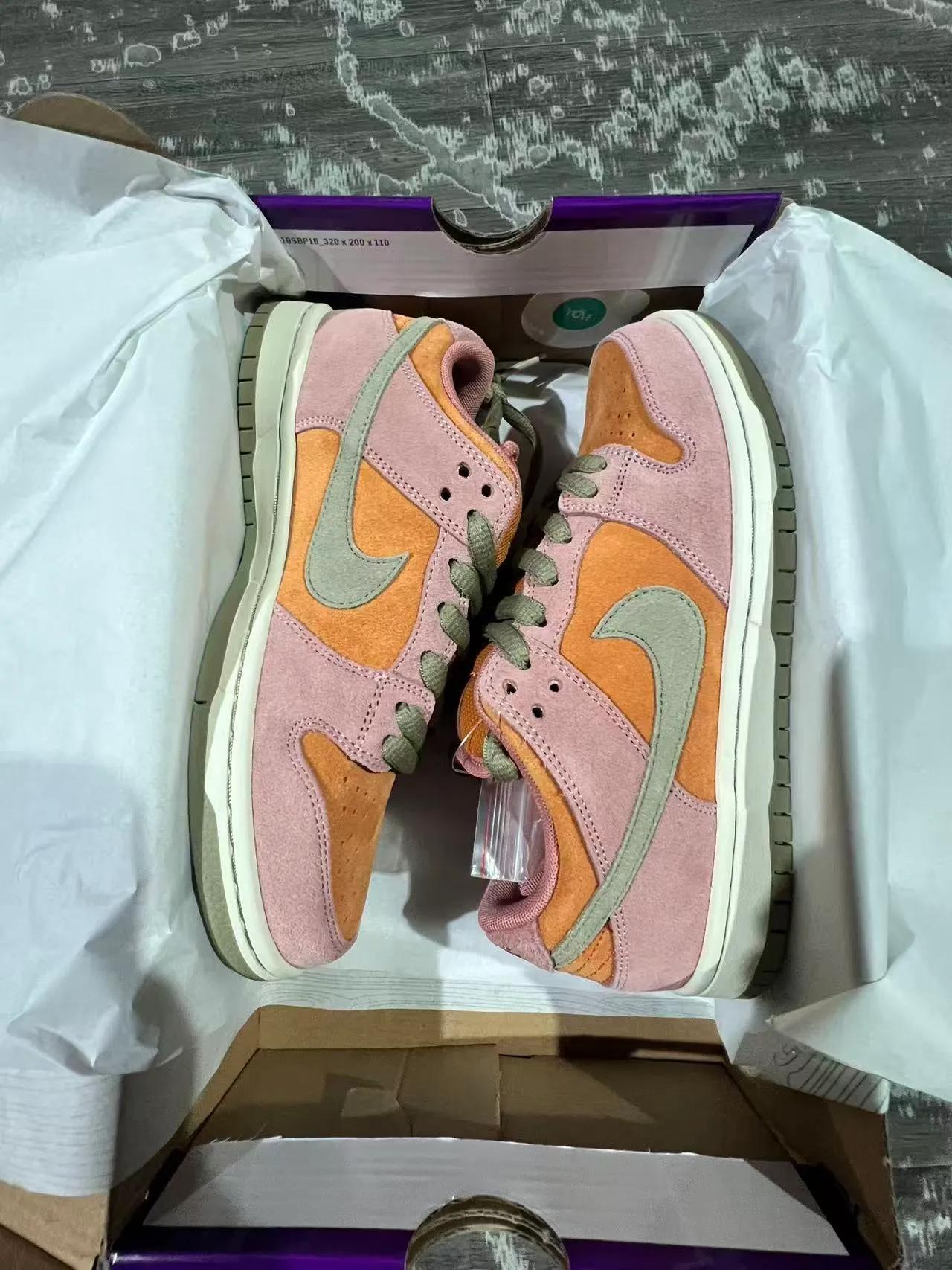 Nike SB Dunk Low Pink Orange Olive Skateboard Shoes 10