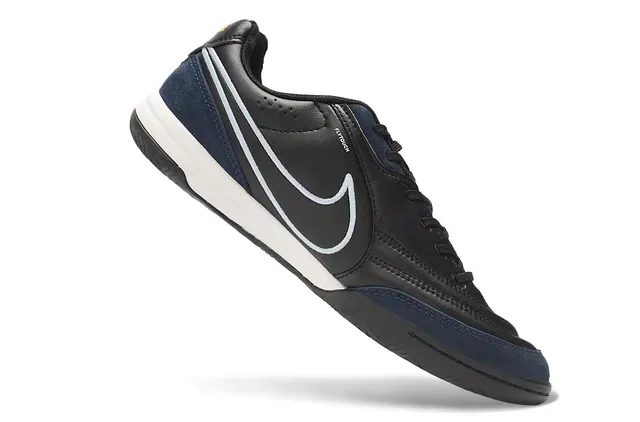 Nike Tiempo Noir Marine Low-Top Cuir-Daim Chaussures de Football Indoor 2