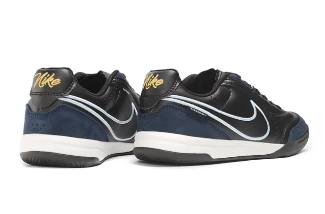 Nike Tiempo Noir Marine Low-Top Cuir-Daim Chaussures de Football Indoor 5