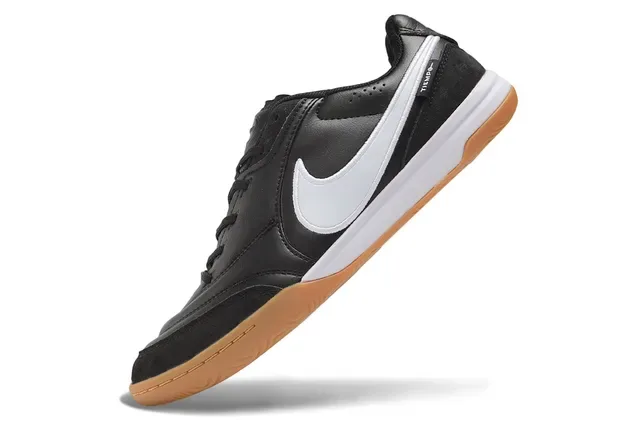 Nike Tiempo Black White Leather Upper Low-Top Indoor Soccer Shoes 3