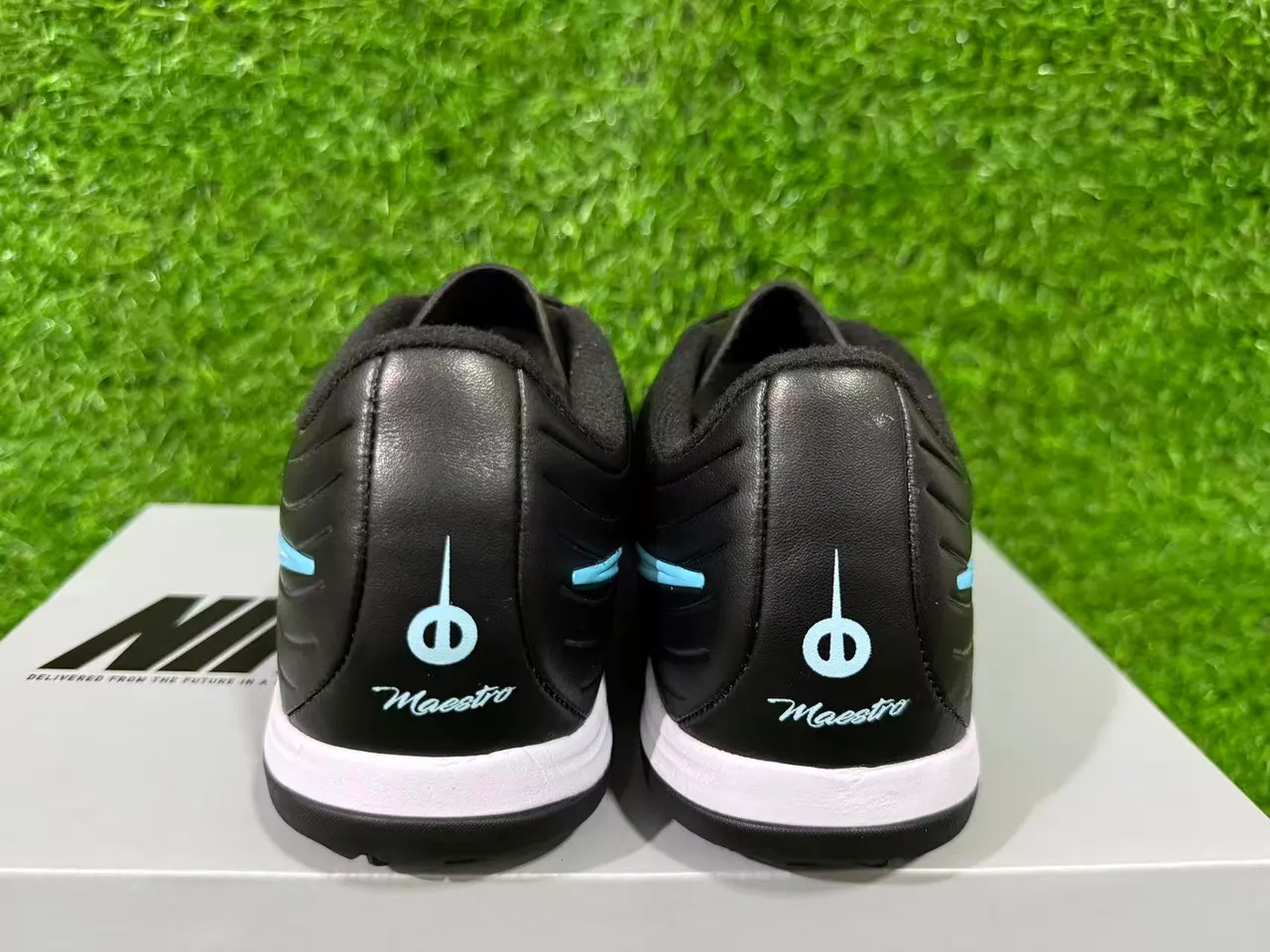 Nike Tiempo Legend Black Light Blue Artificial-Grass Soccer Shoes 2