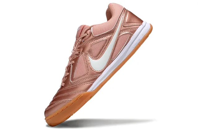 Nike Tiempo গোলাপী সাদা ধাতব গোলাপী সোনা সিন্থেটিক উপর Swoosh ब्रांडिंग ইন্ডোর সকার জুতা 5