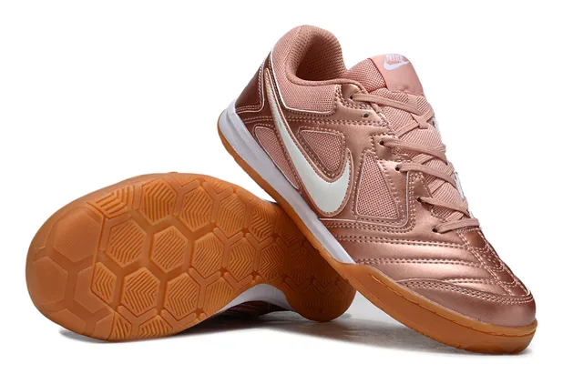 Nike Tiempo গোলাপী সাদা ধাতব গোলাপী সোনা সিন্থেটিক উপর Swoosh ब्रांडिंग ইন্ডোর সকার জুতা 6