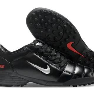 Nike Total 90 III Negro Plata Rojo Césped Zapatos de Fútbol