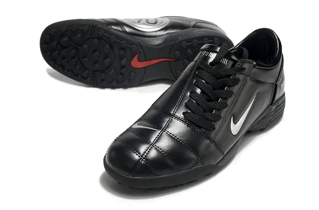 Nike Total 90 III Negro Plata Rojo Césped Zapatos de Fútbol 5
