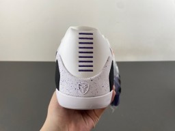 Nike White and Purple Swoosh Basketball Shoes 4