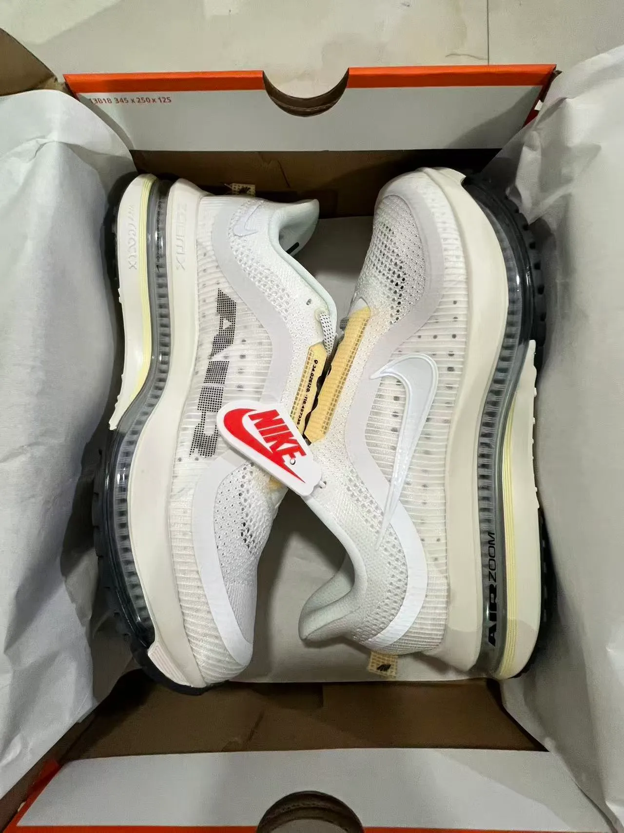 Nike White Beige Engineered Mesh Upper Full-Length Visible Air Zoom Unit Running Shoes 9