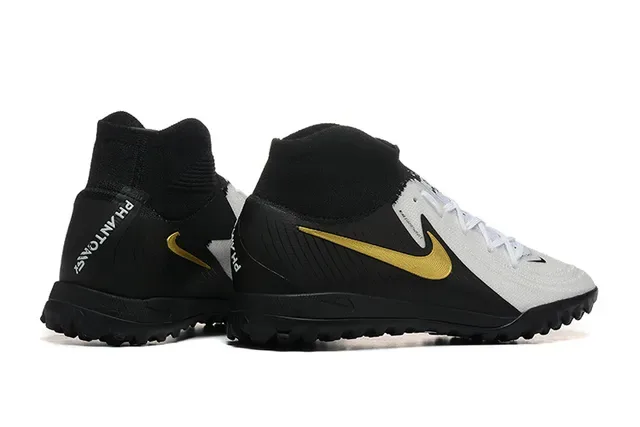 Nike أحذية كرة القدم أبيض أسود عالي القطع كولار جوارب اصطناعي متنقش Turf 2