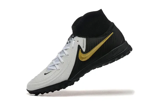 Nike أحذية كرة القدم أبيض أسود عالي القطع كولار جوارب اصطناعي متنقش Turf 5