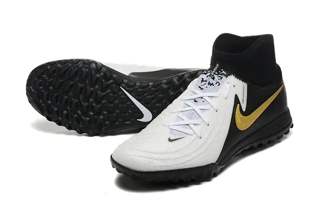 Nike أحذية كرة القدم أبيض أسود عالي القطع كولار جوارب اصطناعي متنقش Turf 7