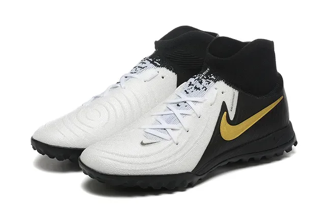 Nike أحذية كرة القدم أبيض أسود عالي القطع كولار جوارب اصطناعي متنقش Turf 8