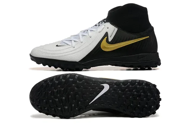 Nike أحذية كرة القدم أبيض أسود عالي القطع كولار جوارب اصطناعي متنقش Turf 9