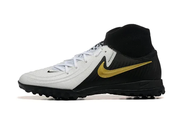 Nike أحذية كرة القدم أبيض أسود عالي القطع كولار جوارب اصطناعي متنقش Turf 10