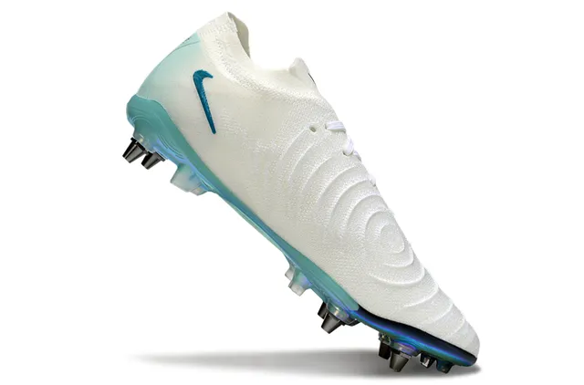Nike White Blue Knit Upper Iridescent Outsole Firm-Ground Soccer Shoes 2