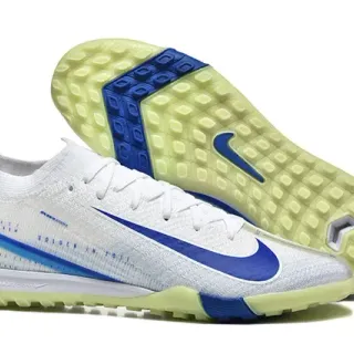 Nike White Blue Knit Upper Outsole Turf Soccer Shoes