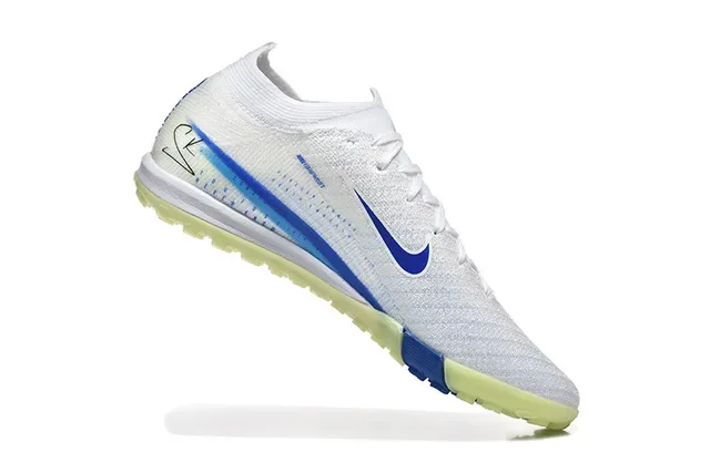 Nike Blanco Azul Knit Upper Outsole Turf Zapatos de Fútbol 3