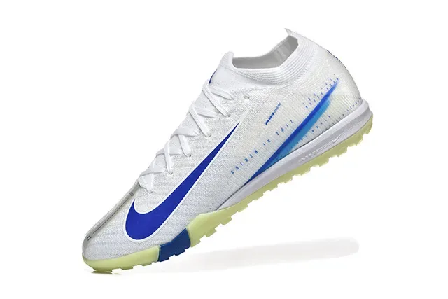 Nike Blanco Azul Knit Upper Outsole Turf Zapatos de Fútbol 4