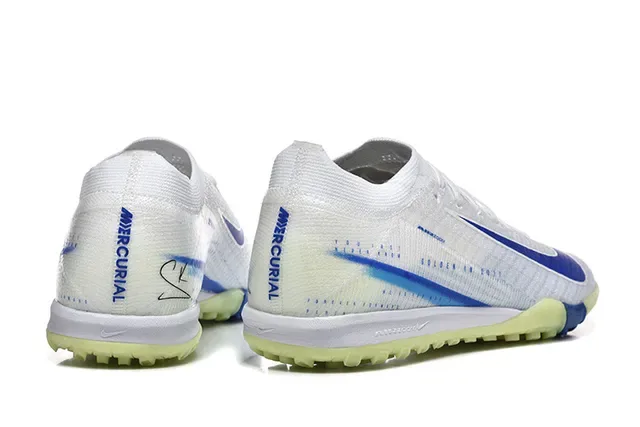 Nike Blanco Azul Knit Upper Outsole Turf Zapatos de Fútbol 5