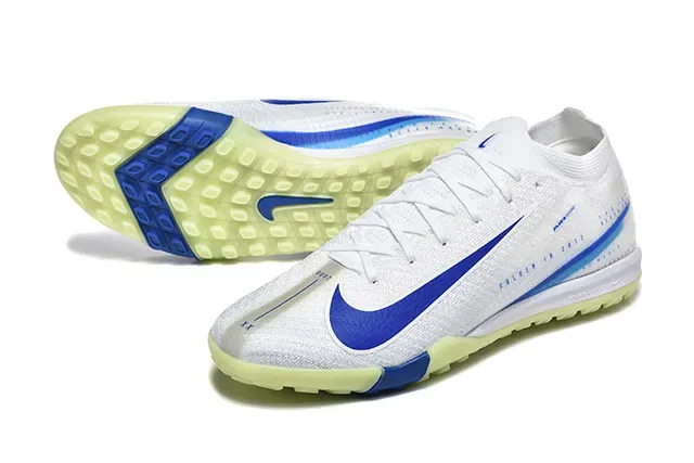 Nike Blanco Azul Knit Upper Outsole Turf Zapatos de Fútbol 6