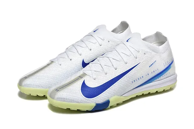 Nike Blanco Azul Knit Upper Outsole Turf Zapatos de Fútbol 8