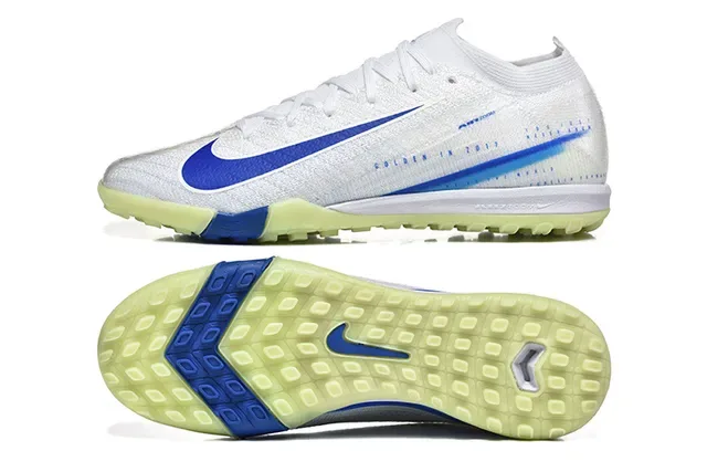 Nike Blanco Azul Knit Upper Outsole Turf Zapatos de Fútbol 9