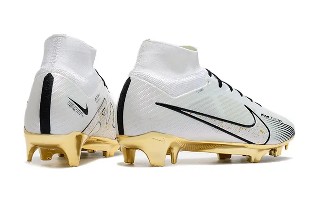 Nike সাদা সোনা উচ্চ-কাট সক-ফিট উপরের ধাতব একক প্লেট দৃঢ়-মাটি সকার জুতো 15