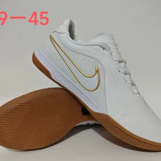 Nike White Gold Synthetic Upper Swoosh Accent Indoor Soccer Shoes