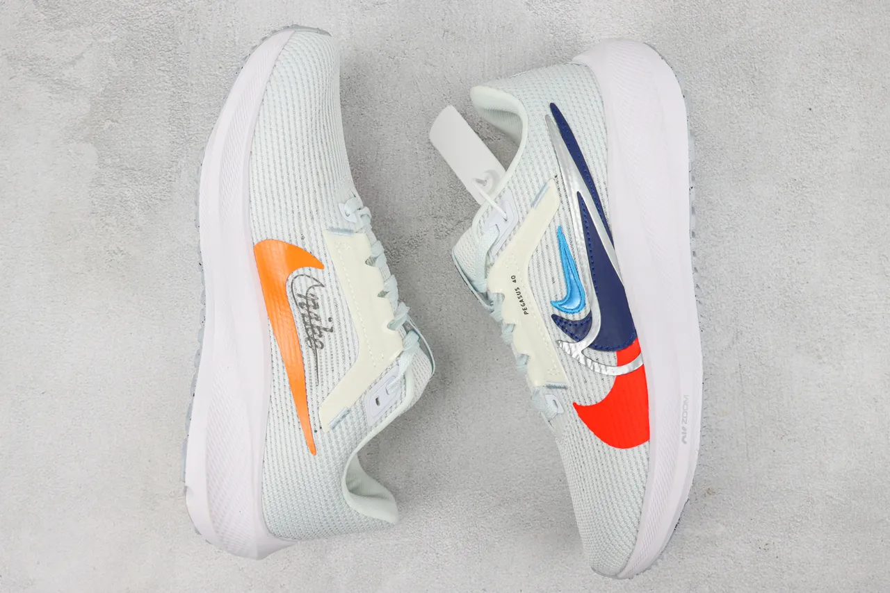 Nike White Multicolor Engineered Mesh Upper Multi-Color Swoosh Overlay Running Shoes 2