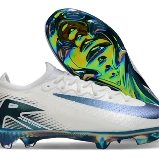 Nike White Multicolor Low-Cut Knit Upper Iridescent Holographic Heel Firm-Ground Soccer Shoes