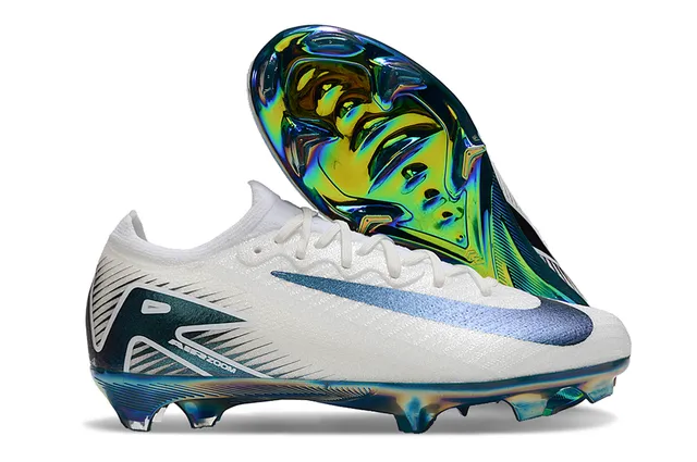 Nike White Multicolor Low-Cut Knit Upper Iridescent Holographic Heel Firm-Ground Soccer Shoes 1