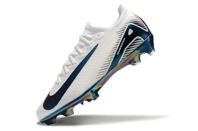 Nike White Multicolor Low-Cut Knit Upper Iridescent Holographic Heel Firm-Ground Soccer Shoes 2