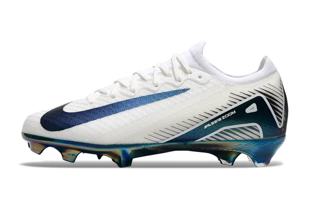 Nike White Multicolor Low-Cut Knit Upper Iridescent Holographic Heel Firm-Ground Soccer Shoes 4