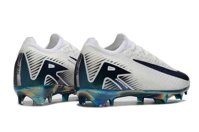 Nike White Multicolor Low-Cut Knit Upper Iridescent Holographic Heel Firm-Ground Soccer Shoes 5