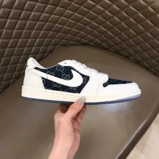 Nike White Navy Low-Top Denim-Panelled Lifestyle Sneakers
